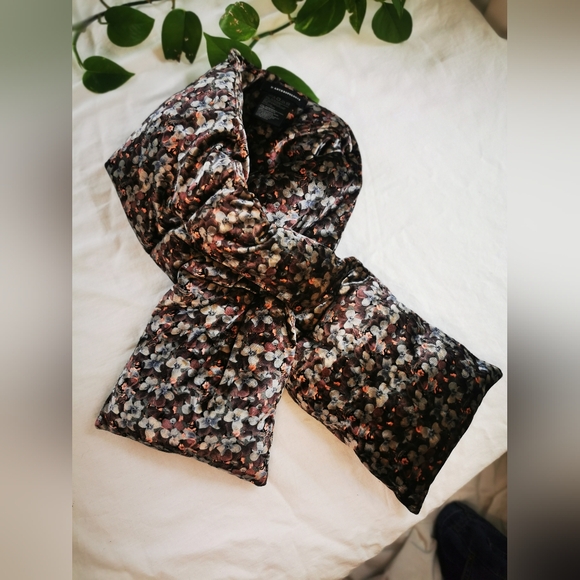 Anthropologie Garnet Puffer Scarf OS • Floral Print • Cozy Quilted Winter Wrap - Picture 4 of 8